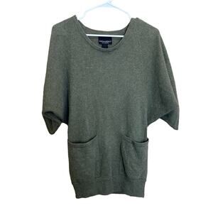 Cynthia Rowley‎ 100% Cashmere Green Half Sleeve Sweater Size XS Pockets